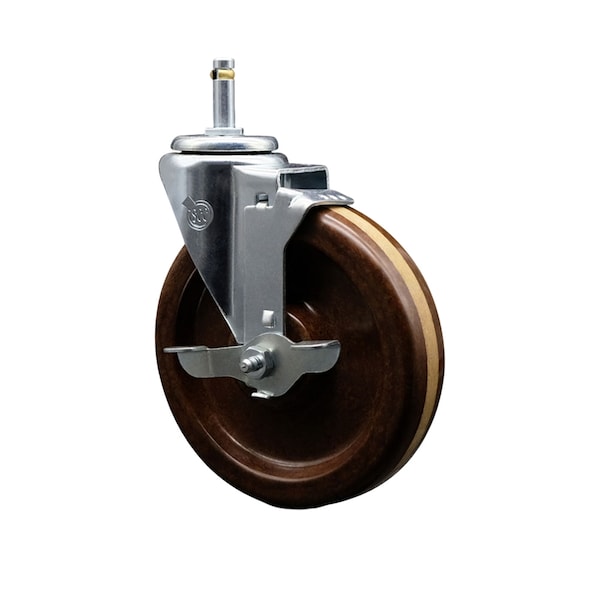 6 High Temp Phenolic Wheel Swivel 7/16'' Grip Ring Stem Caster Brake